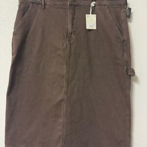 Brown Knee-Length Denim Cargo Skirt size 18W